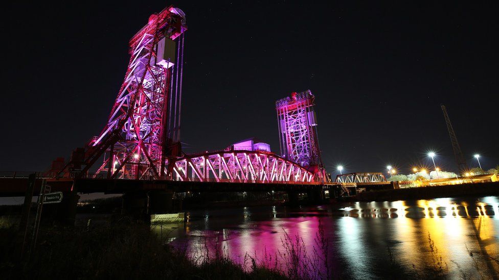 Illuminated Newport Bridge