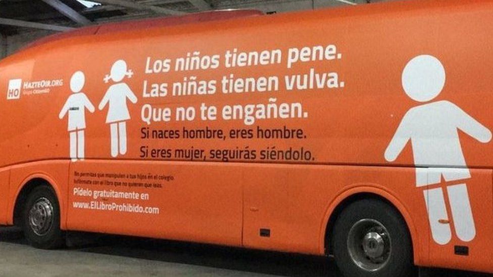Hazte Oir's bus has been branded anti-transgender in Spain