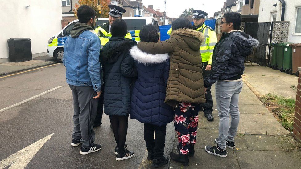 Family at scene of fire