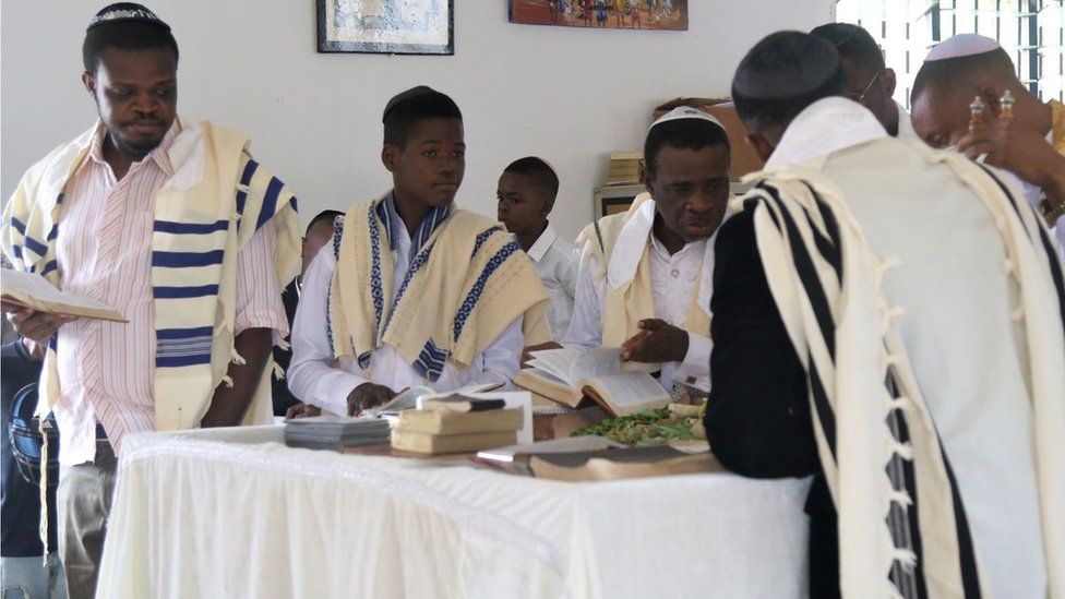 Men wearing Jewish-style clothes