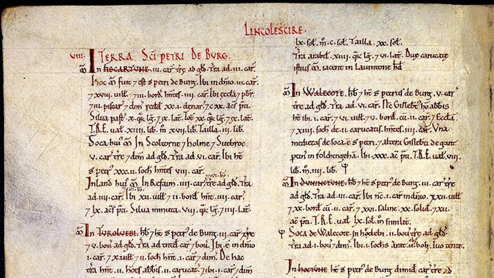 The Lincolnshire page from the Domesday Book