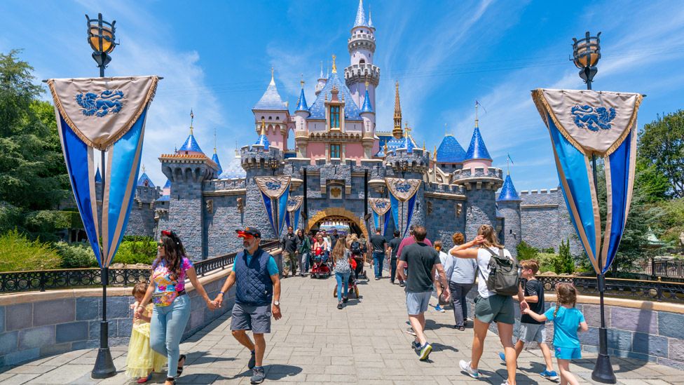 General views of Sleeping Beauty Castle at Disneyland on May 27, 2022 in Anaheim, California