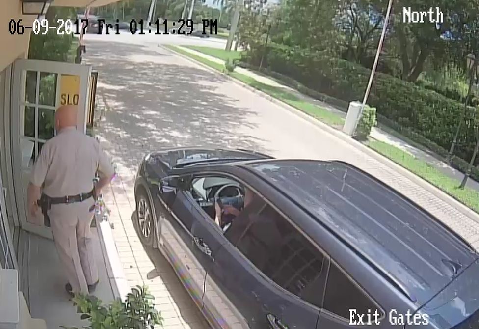 Surveillance footage shows the moment before Venus Williams' vehicle collides with another car