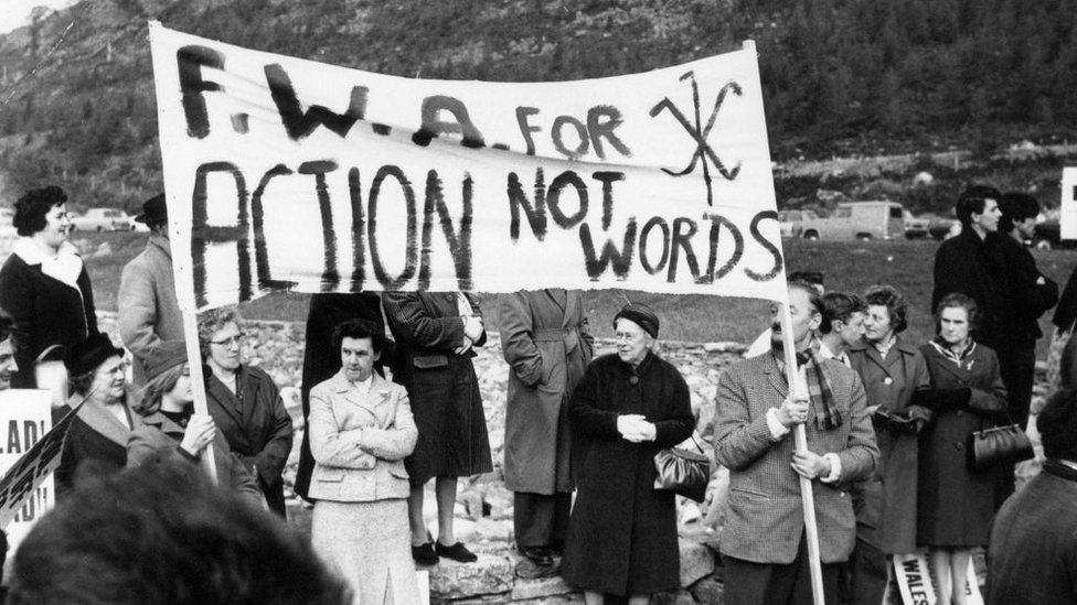 Free Wales Army demonstration at Tryweryn, North Wales, November 1965