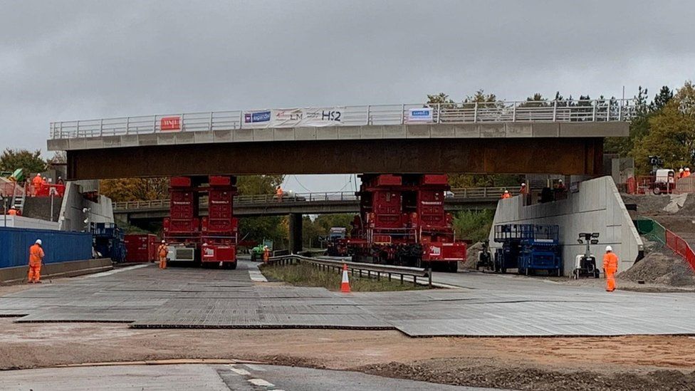 HS2 bridge being lowered