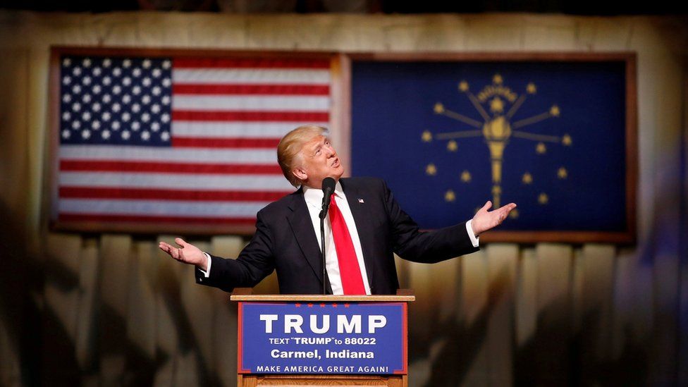 US Republican presidential candidate Donald Trump speaks at a campaign event