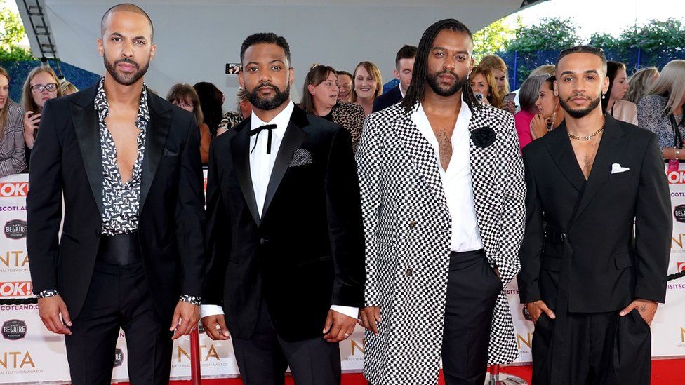 Marvin Humes (left), JB Gill, Oritse Williams and Aston Merrygold