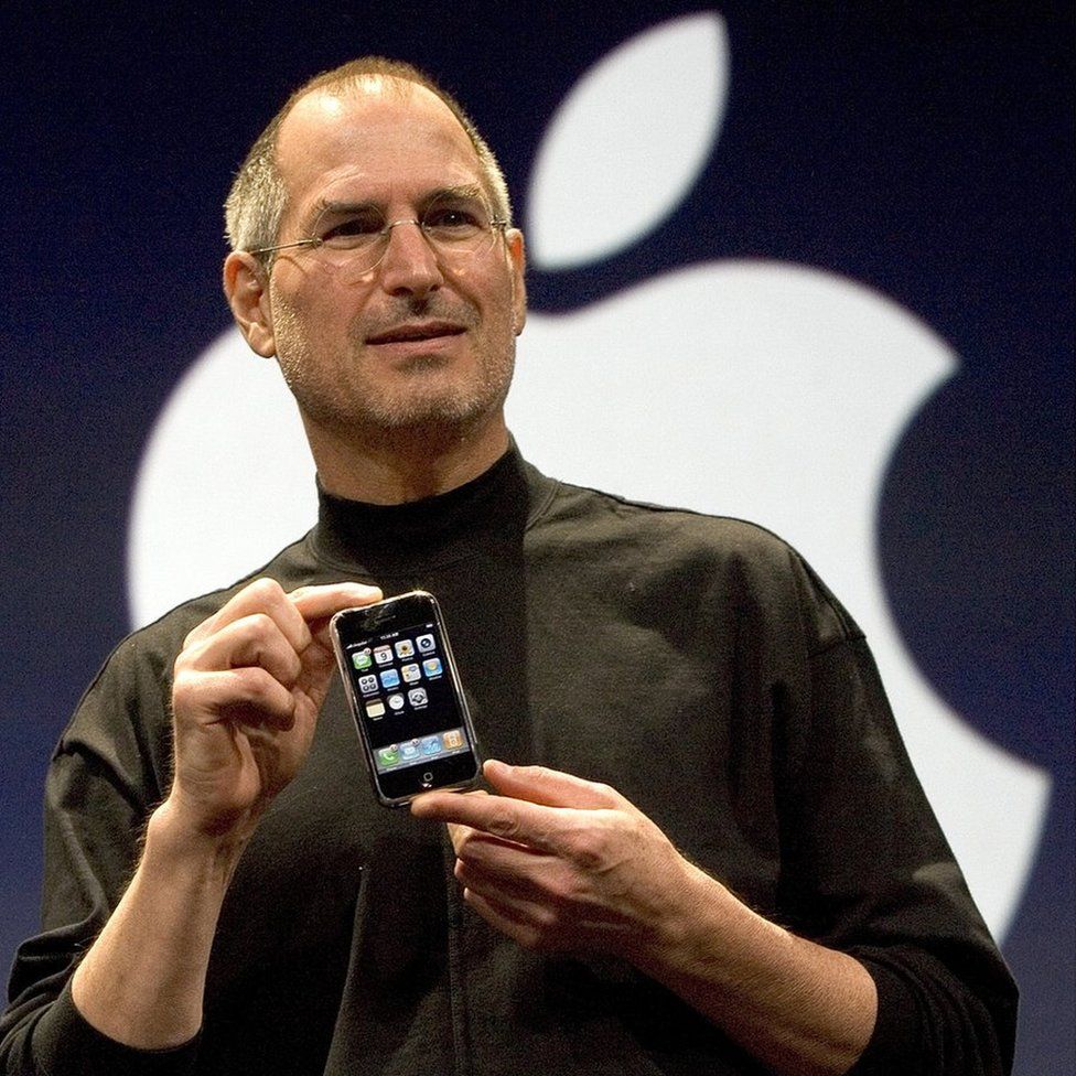 Steve Jobs unveiling the first iPhone in January 2007