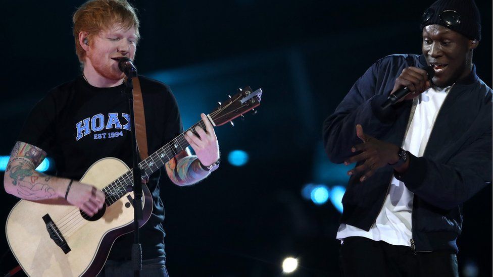 Ed Sheeran and Stormzy on stage together