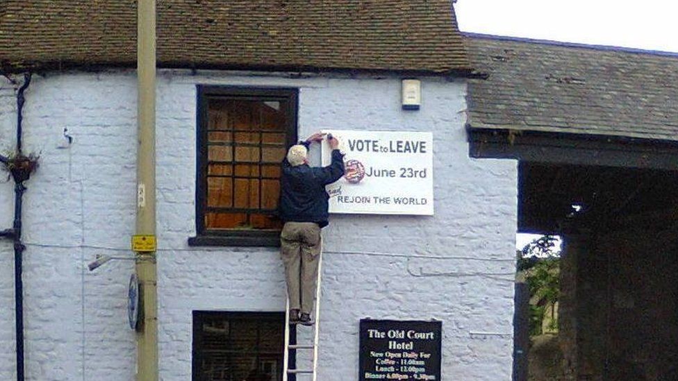 Vote Leave sign at Old Court Hotel