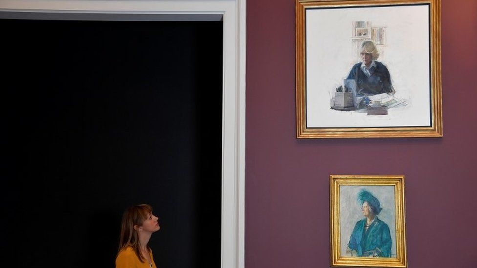 HRH Camilla, Duchess of Cornwall" by Eileen Hogan and "Queen Elizabeth the Queen Mother" by Michael Noakes