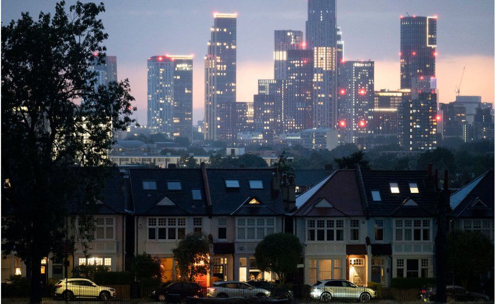 London skyline with houses