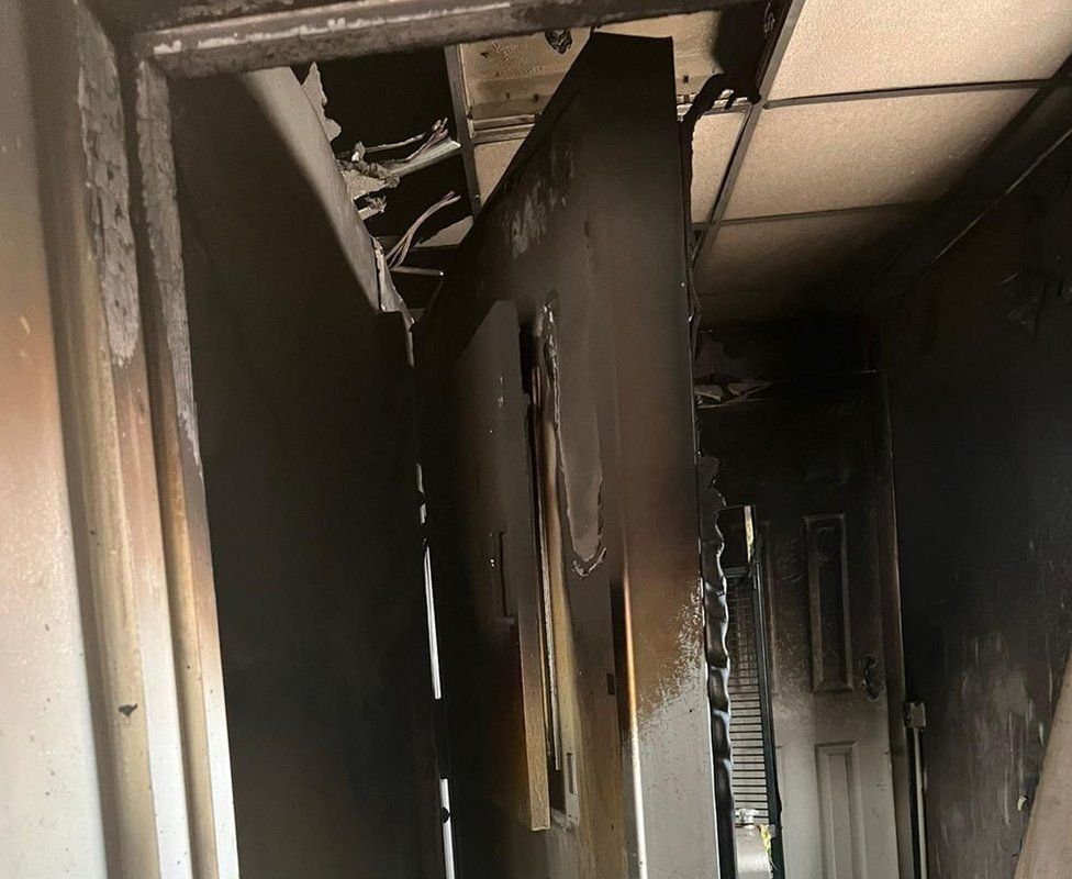 Ceilings and other interior fittings have been damaged