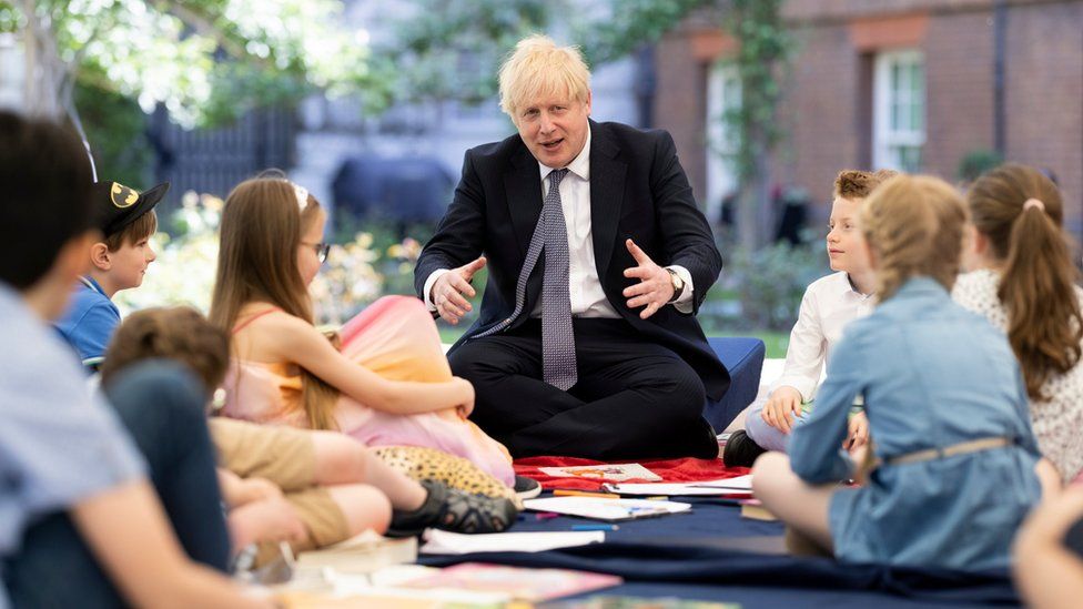 PM with children in Downing Street