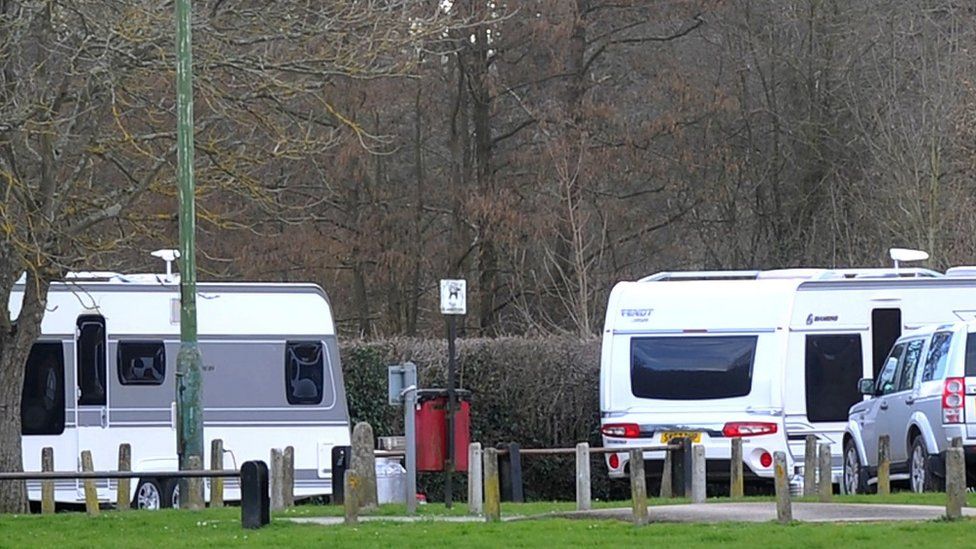 Caravans at a car park