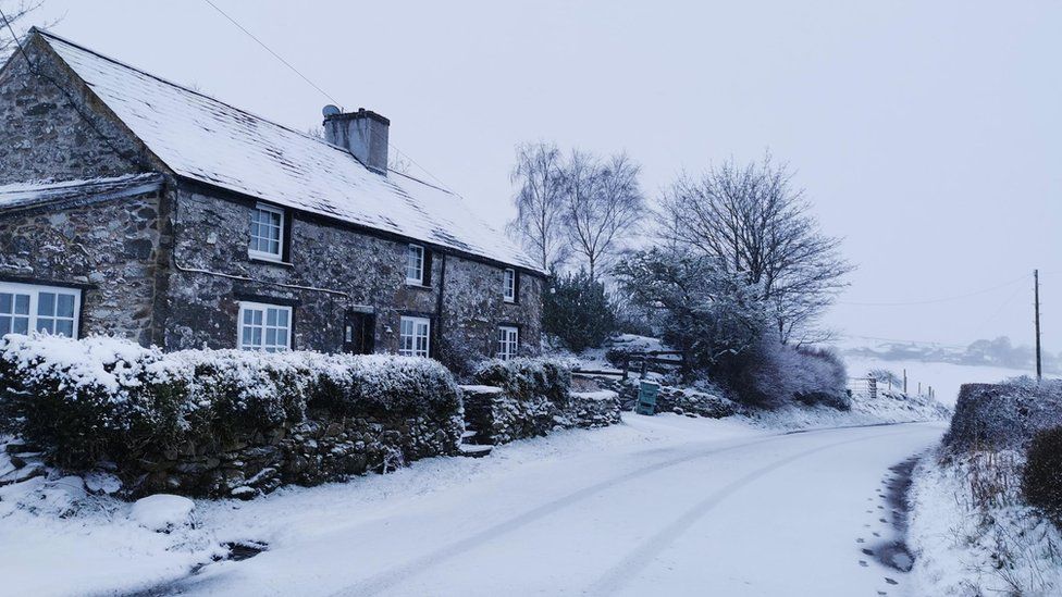 Conwy house in snow