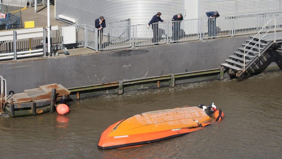 Boat capsized at Georges Parade, Canada Boulevard, Liverpool