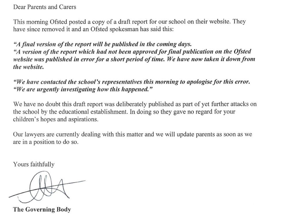 Letter from Durand Academy