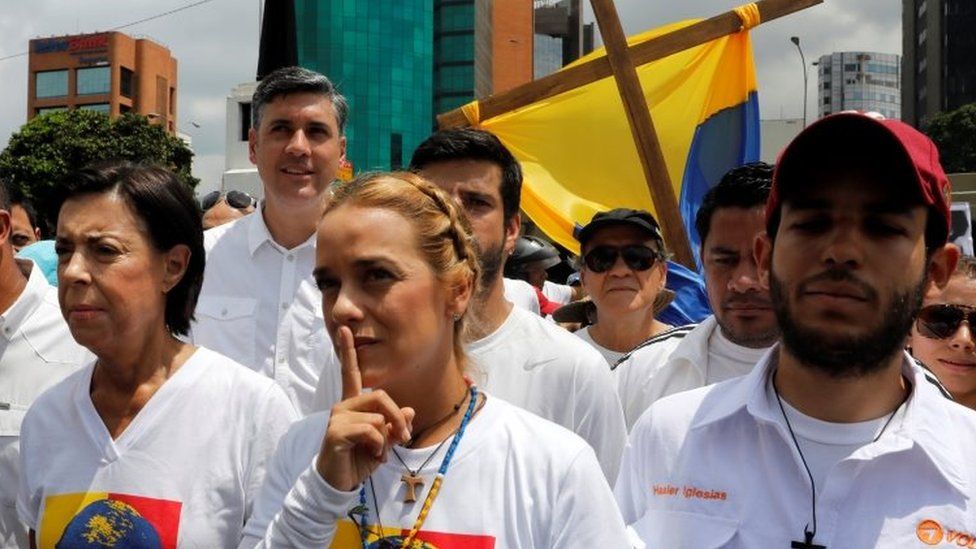 Lilian Tintori, wife of jailed opposition leader Leopoldo Lopez, at Caracas rally 22 April 2017
