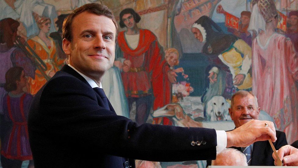 French presidential election candidate Emmanuel Macron, head of the political movement En Marche