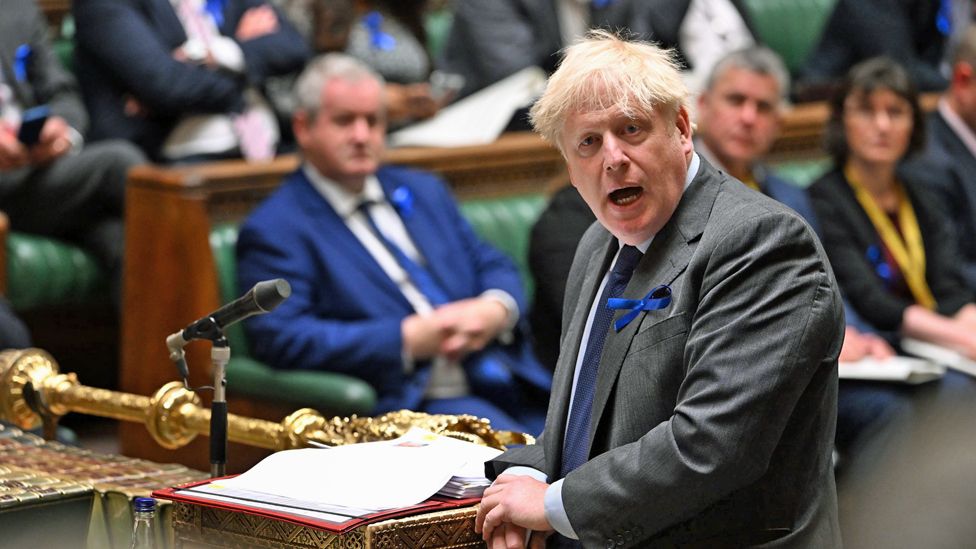 Boris Johnson in the House of Commons during PMQs