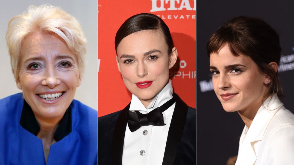 From left to right, Emma Thompson, Keira Knightley and Emma Watson