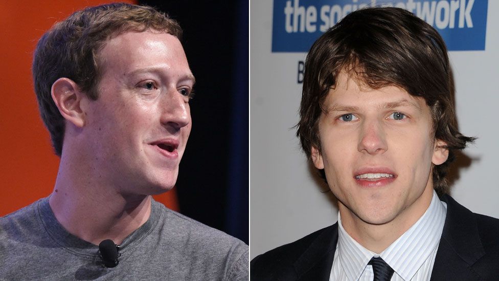 Mark Zuckerberg and Jesse Eisenberg