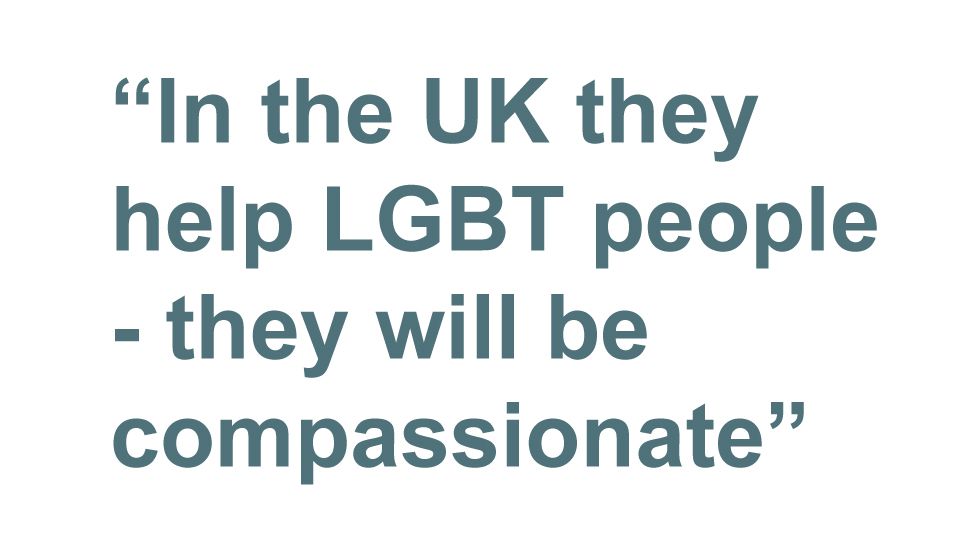 Quotebox: In the UK they help LGBT people - they will be compassionate