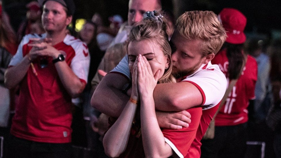 Danish fans in Aalborg react to defeat