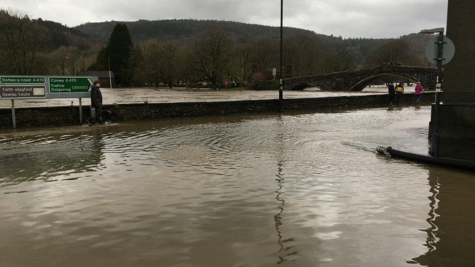 Conwy river and bridge on A470