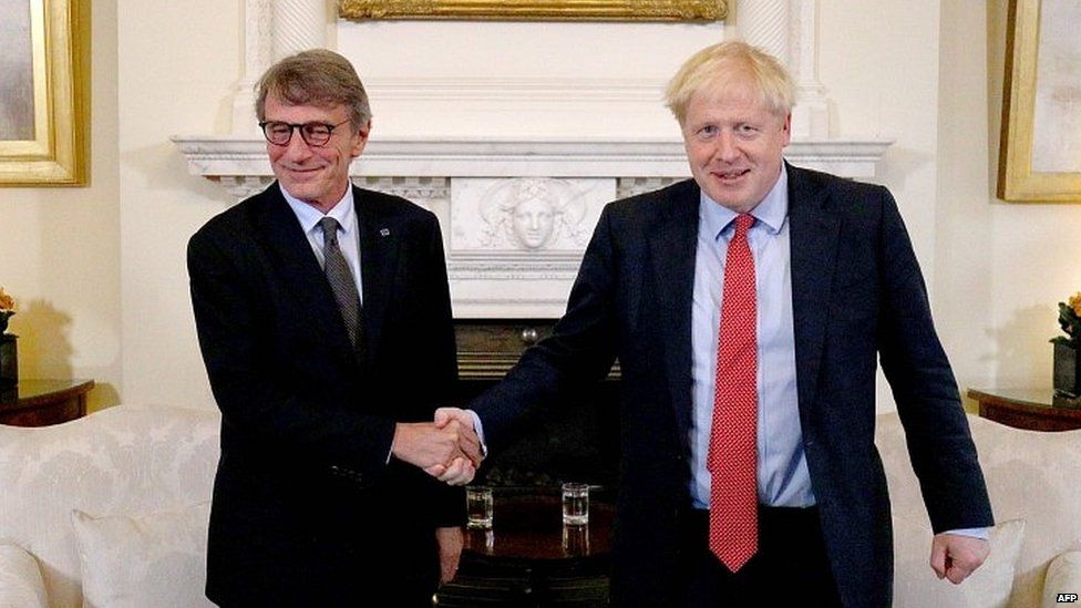 David Sassoli (left) and Boris Johnson