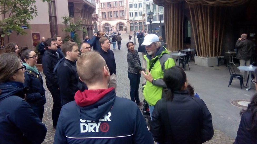 David Ator leading a tour of Frankfurt