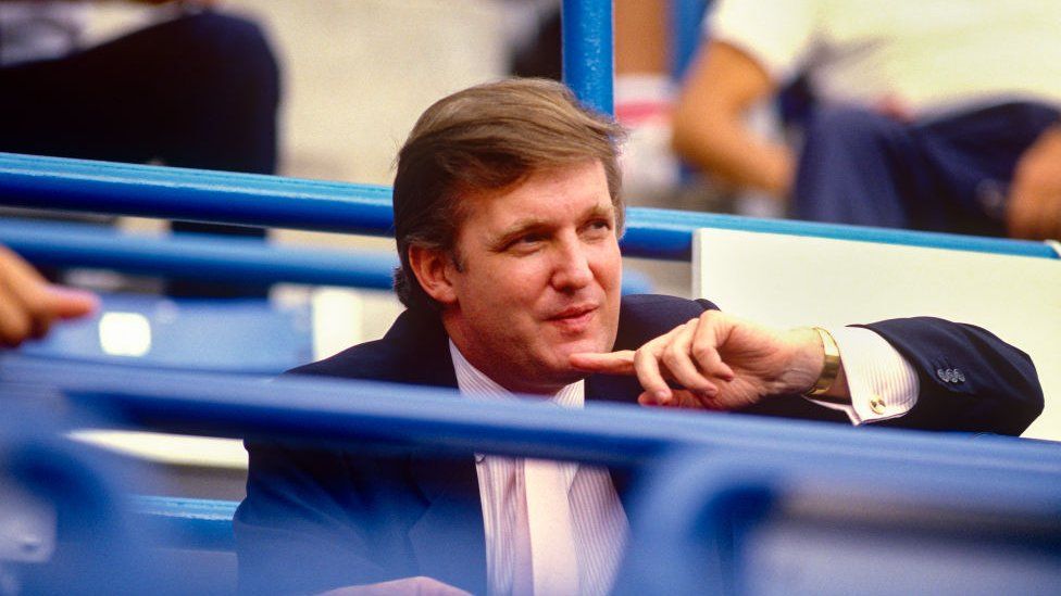 Mr Trump, a New York native, watches the US Open in 1987