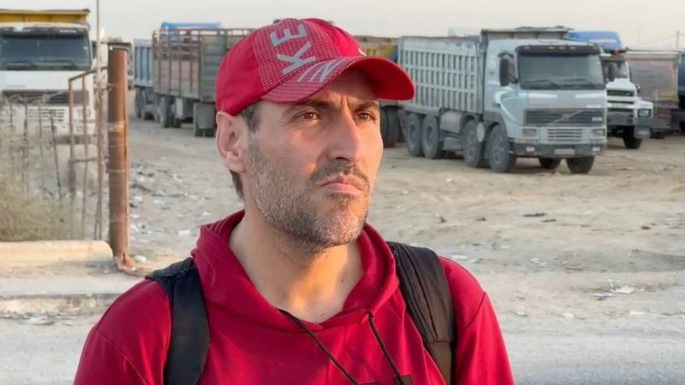 Dr Ahmed Sabra at the Rafah crossing (8 November 2023)