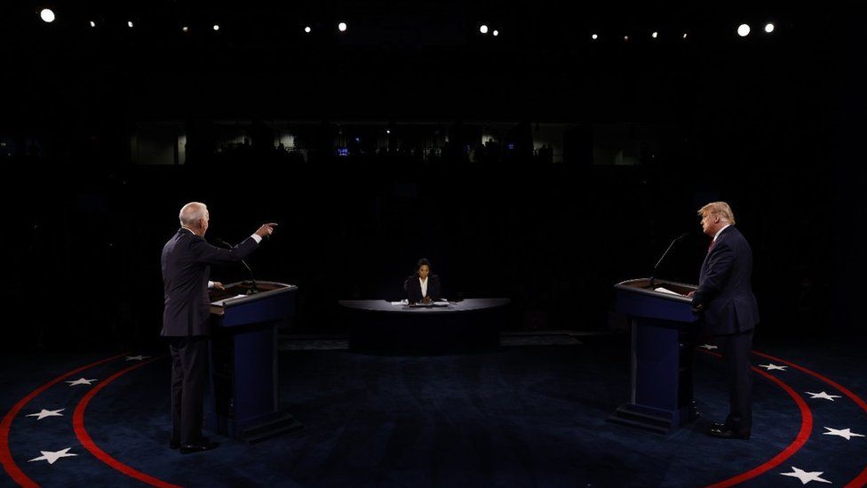 Donald Trump and Joe Biden at the final debate
