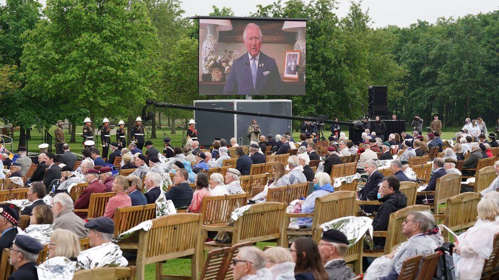 Prince of Wales speaking at the National Memorial Arboretum in Staffordshire