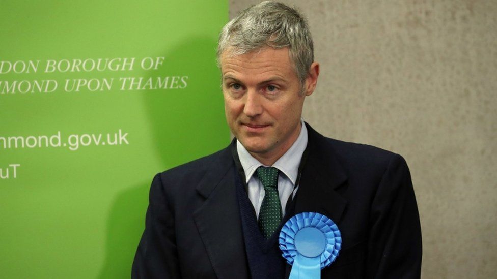 Conservative candidate Zac Goldsmith reacts after losing his Richmond Park