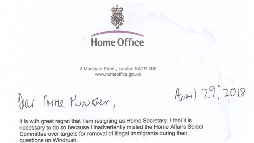 Amber Rudd's resignation letter