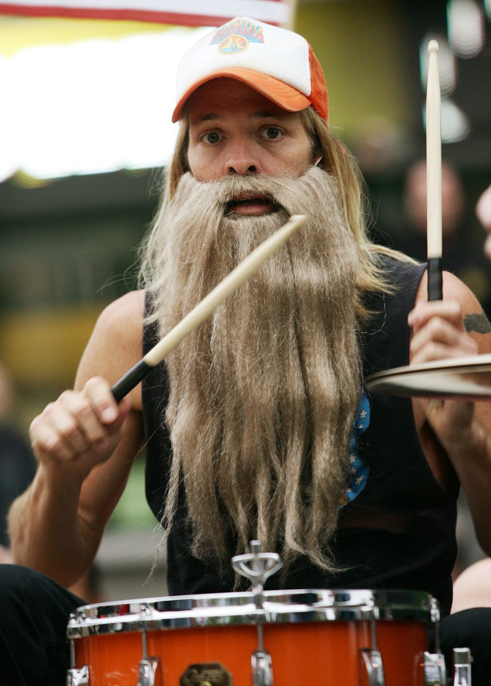 Musician Taylor Hawkins of Foo Fighters performs on the Streets of Kansas City on September 16, 2011 in Kansas City, Missouri.