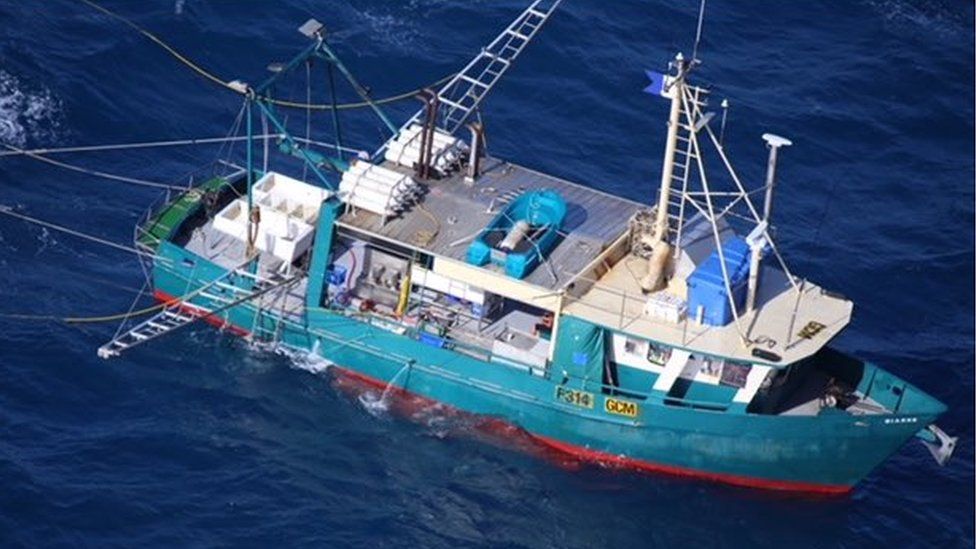 A photo of the fishing trawler taken before it ran into trouble