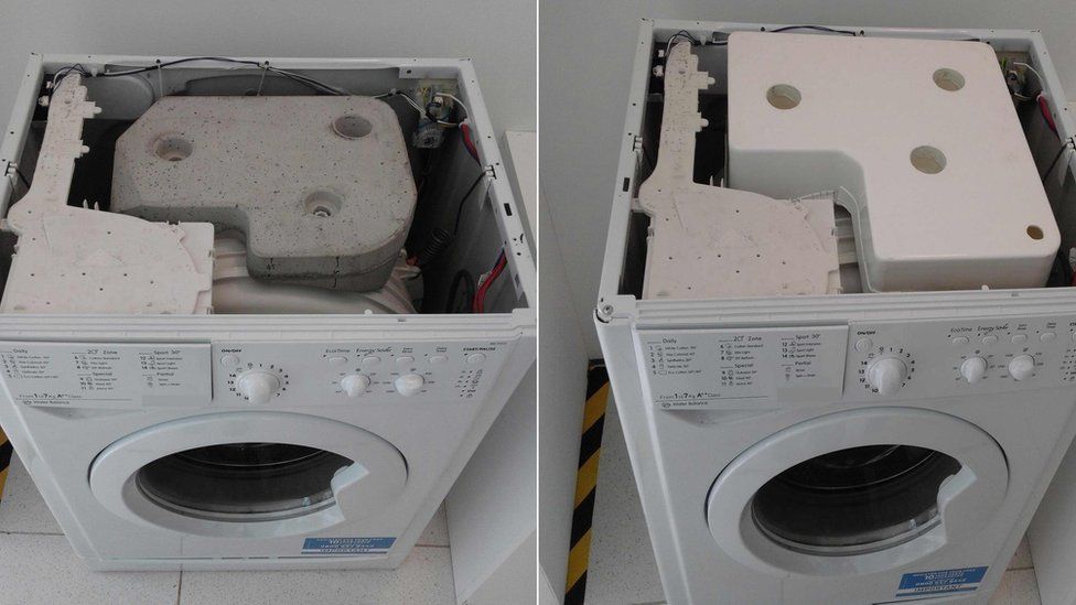 washing machine before and after device