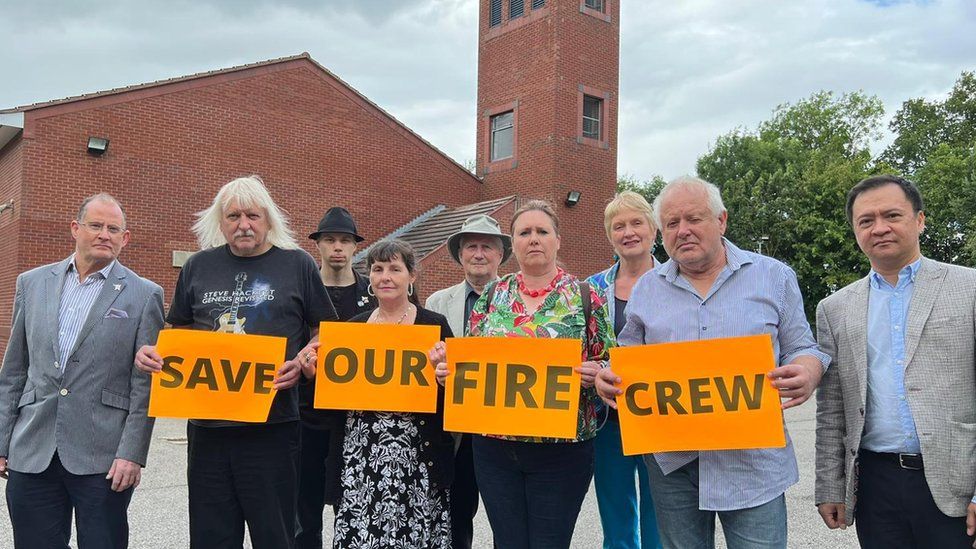 Campaigners at Huntington fire station