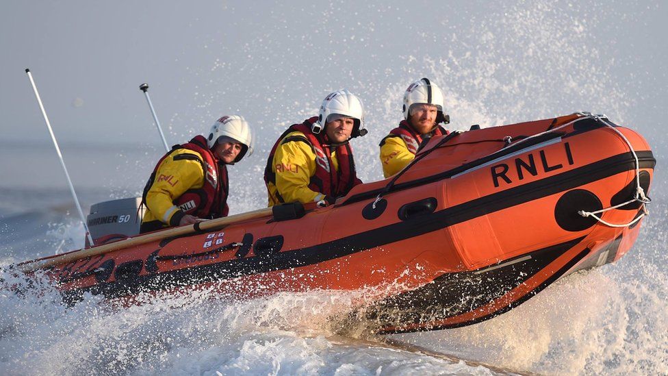 Penarth RNLI crew in the lifeboat