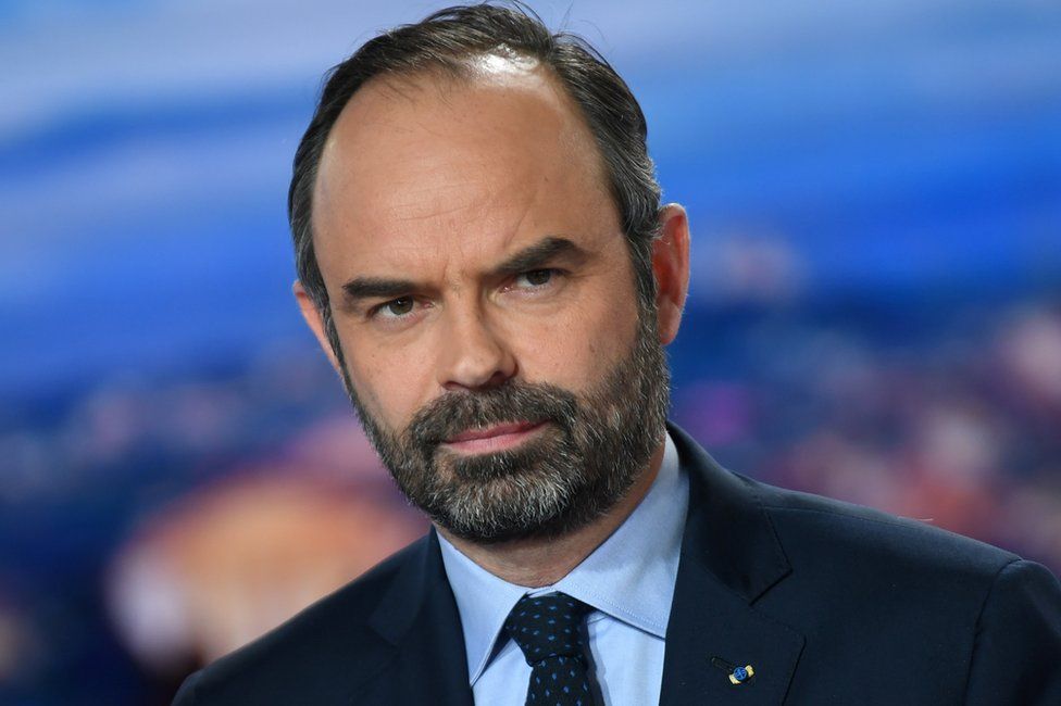 French Prime Minister Edouard Philippe poses at the French TV channel TF1 studios, 7 January