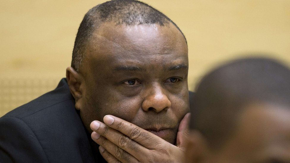 Jean-Pierre Bemba looks on in a court room of the International Criminal Court (ICC) on 29 September 2015