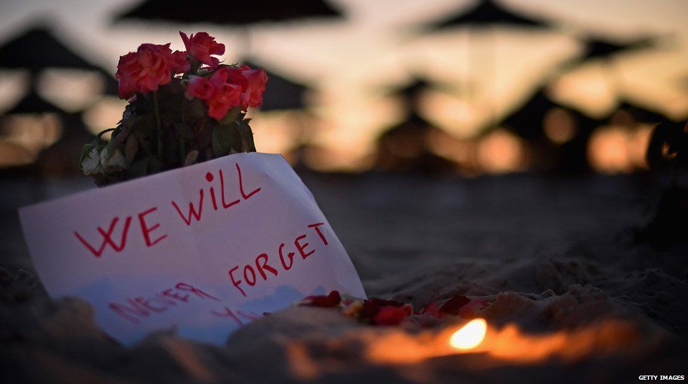 Flowers laid on Marhaba beach