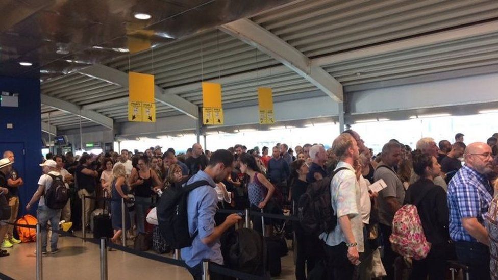 Stansted Airport delays over 'hole in runway' BBC News