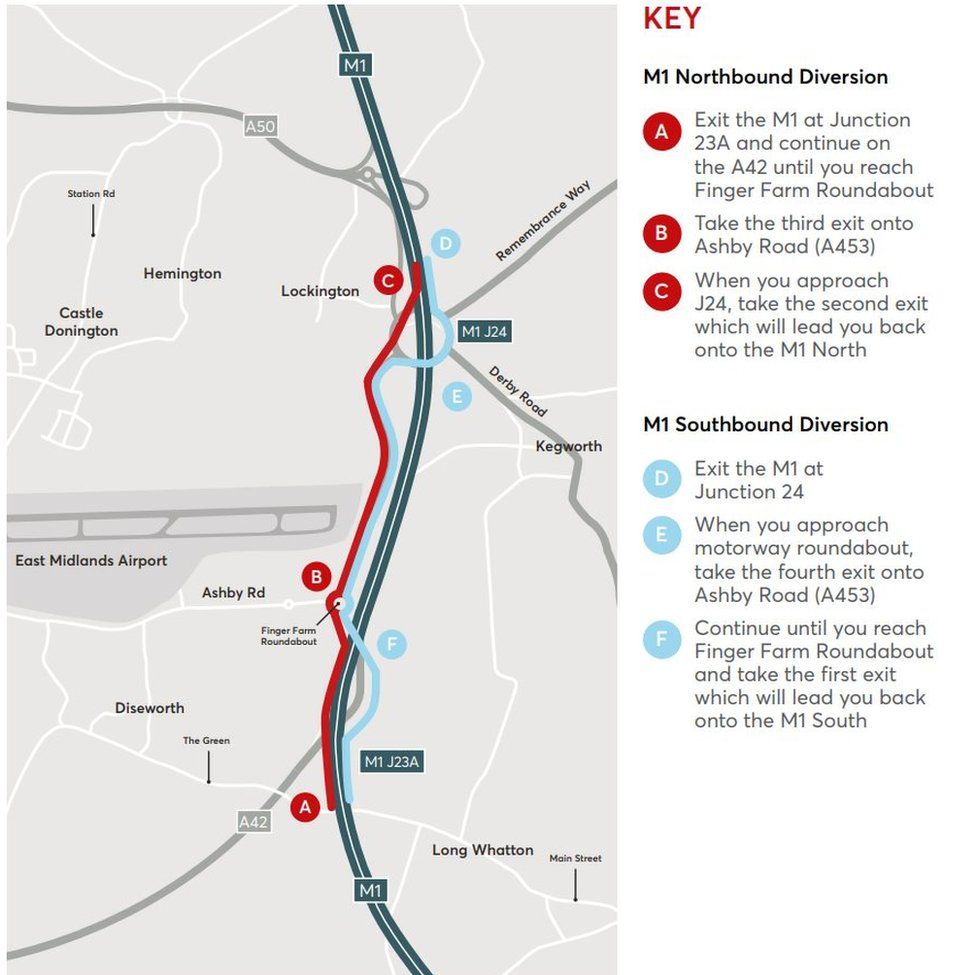 M1 diversion: Drivers warned to expect delays over weekend - BBC News