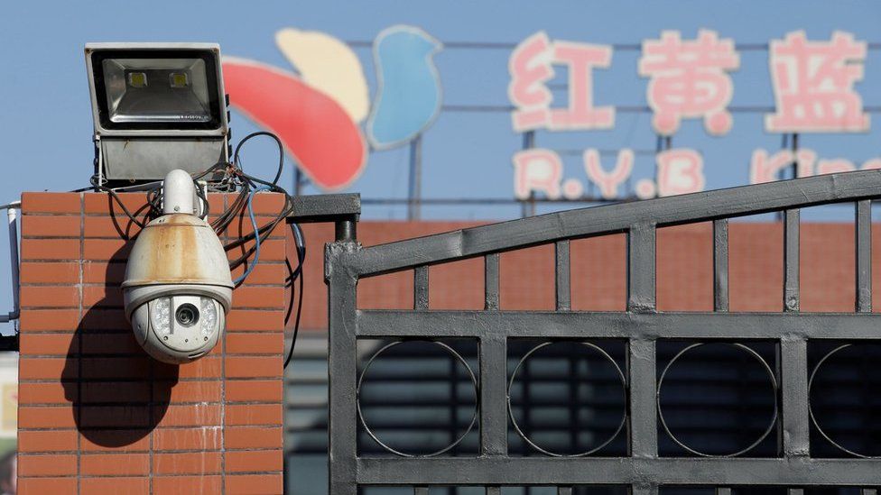 A security camera is pictured at the kindergarten run by pre-school operator RYB Education Inc being investigated by China's police, in Beijing, China November 24, 2017