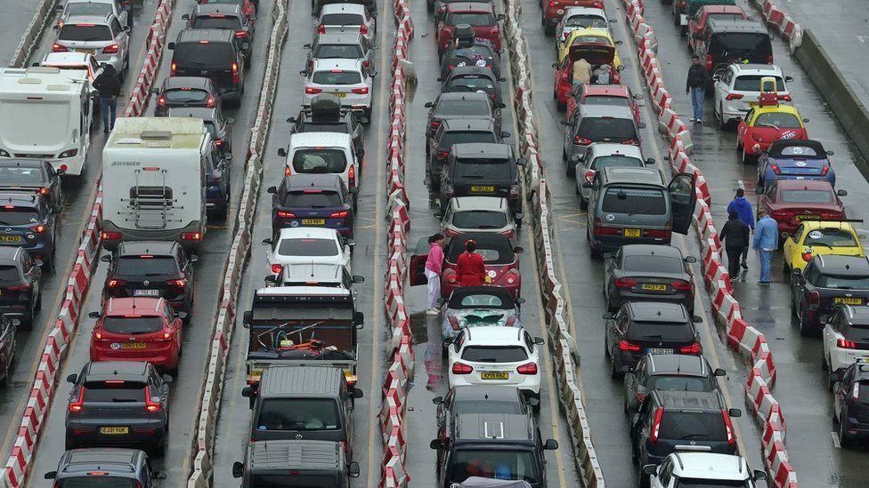 Traffic at the Port of Dover in Kent as the getaway begins for the Easter weekend